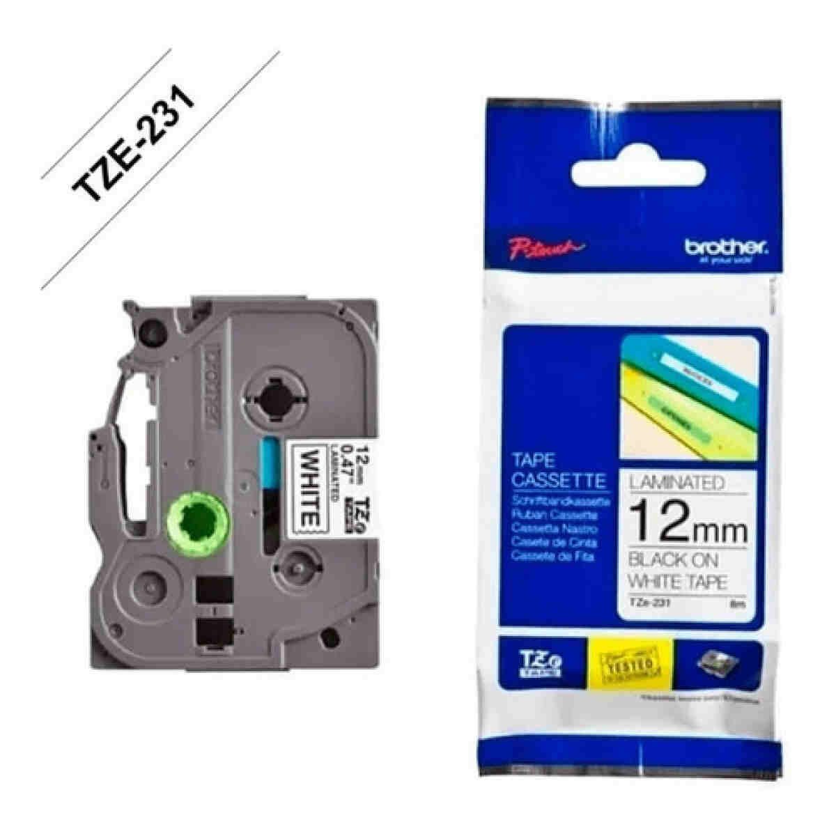 Cinta Original Tze-231 Rotuladora Brother Modelo Pt 12mmx8mm