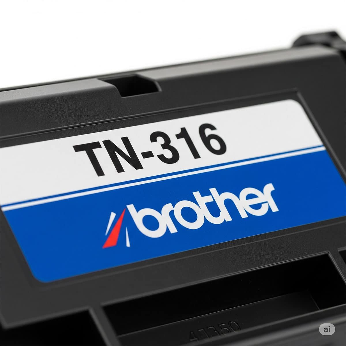 Primer plano de la etiqueta de un cartucho de tóner original Brother TN-316 negro, mostrando el logo y el número de modelo