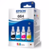 Pack 4 botellas tinta Epson T664 originales colores CMYK y Negro foto