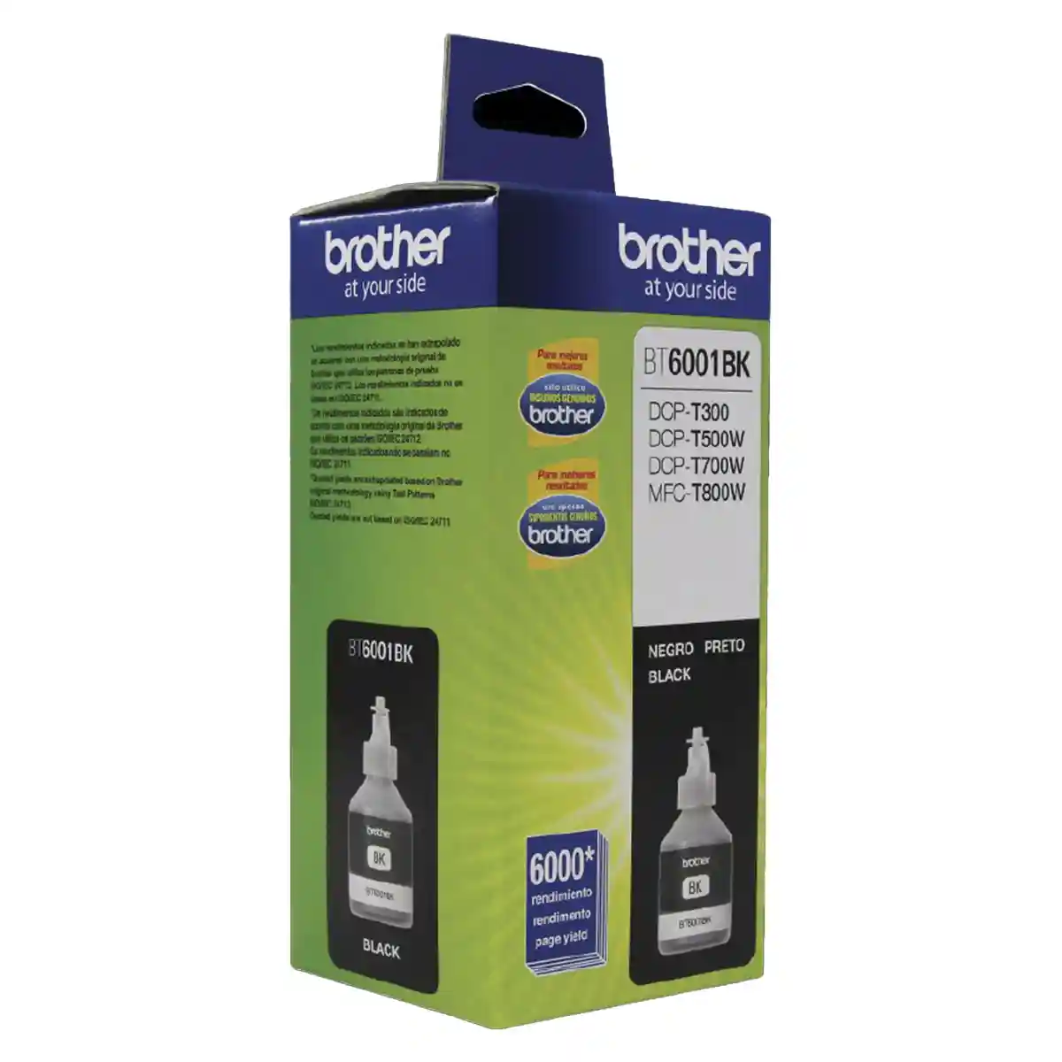 foto diagonal Botella Tinta Brother Original BT6001BK Negra 108ml