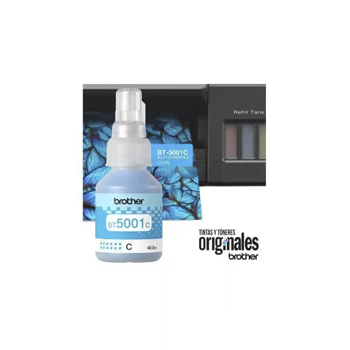 Botella de tinta cian BTD100C para impresora Brother DCP-T710W